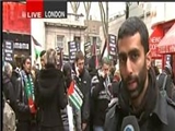 تظاهرات انگلیسی‌ها مقابل سفارت اسرائیل در لندن آغاز شد 