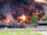 آتش‌سوزی گسترده در پی خروج قطار باری حامل سوخت از ریل در آمریکا